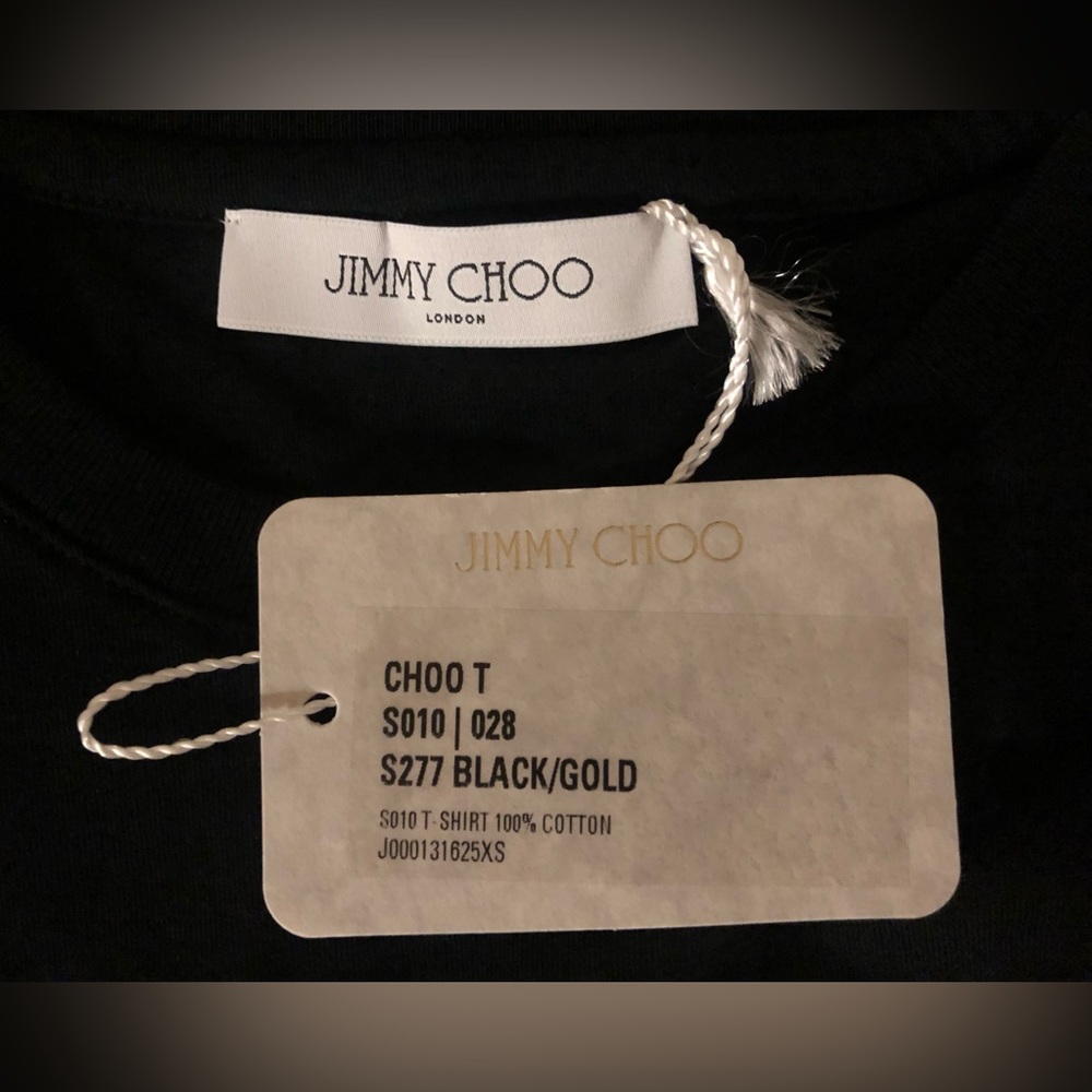 Jimmy Choo Women’s Designer T-Shirt Size XS Black 100% Cotton Authentic New NWT - Picture 7 of 7